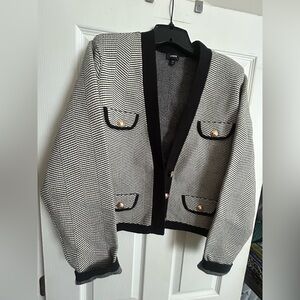 Express Black and White Herringbone sweater jacket